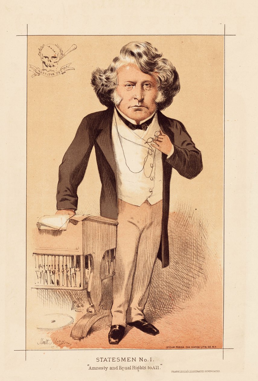 स्टेट्समैन नंबर 1, एमनेस्टी एंड इक्वल राइट्स टू ऑल, पब। 1871 (रंग लिथो) द्वारा मैथ्यू 
