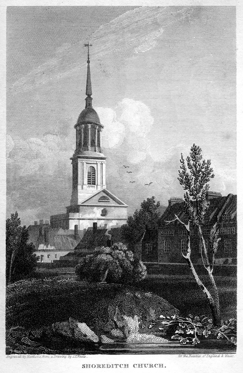 शोर्डिच चर्च, लंदन, 1815। द्वारा मैथ्यू