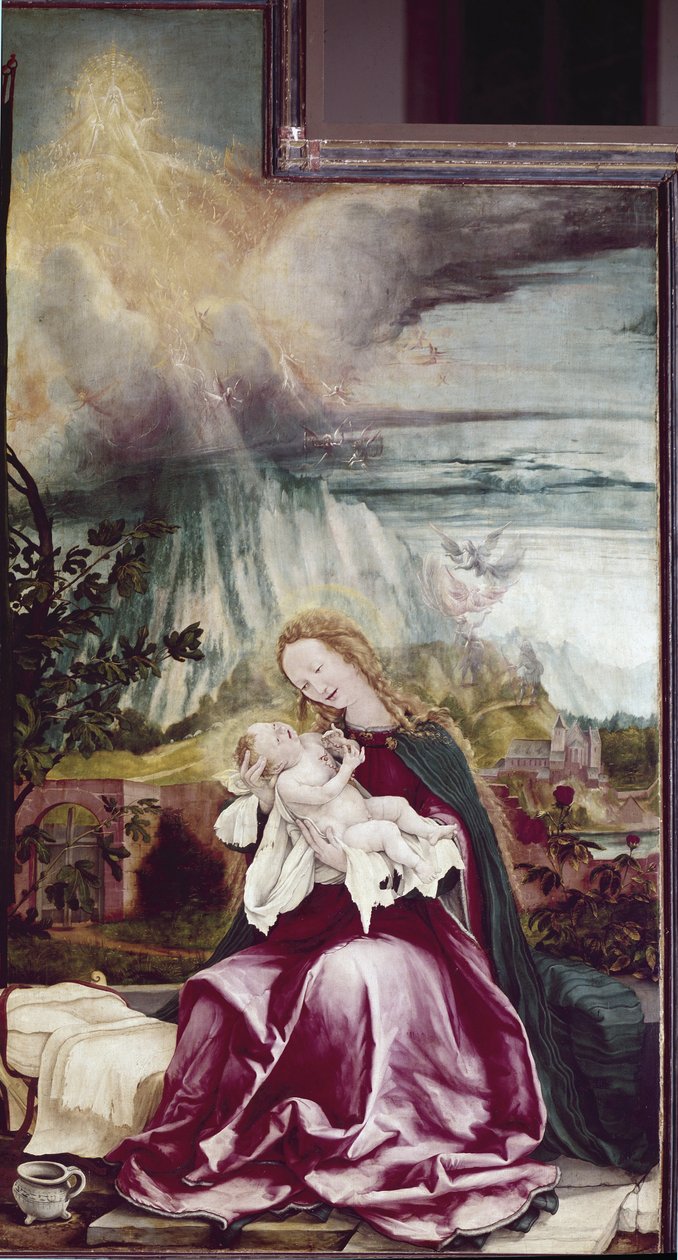नेटिवाइट का रूपक। Issenheim Altarpiece (या Isenheim) - मैथियस ग्रुनेवाल्ड (सीए 1475-1528) द्वारा पेंटिंग, लकड़ी पर तेल द्वारा माथियास (c.1480 1528) ग्रुएनवाल्ड