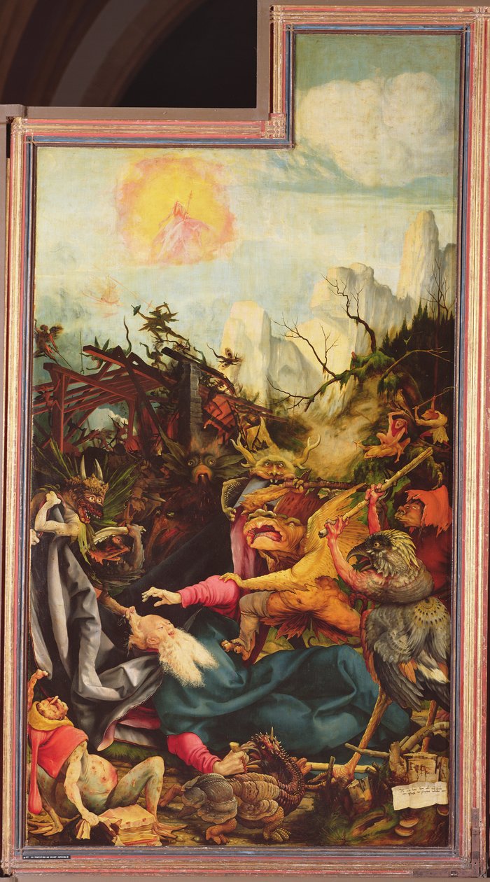 सेंट एंथोनी का प्रलोभन, इसेनहिम अल्टारपीस से, c.1512-16 द्वारा मथायस ग्रुनेवाल्ड