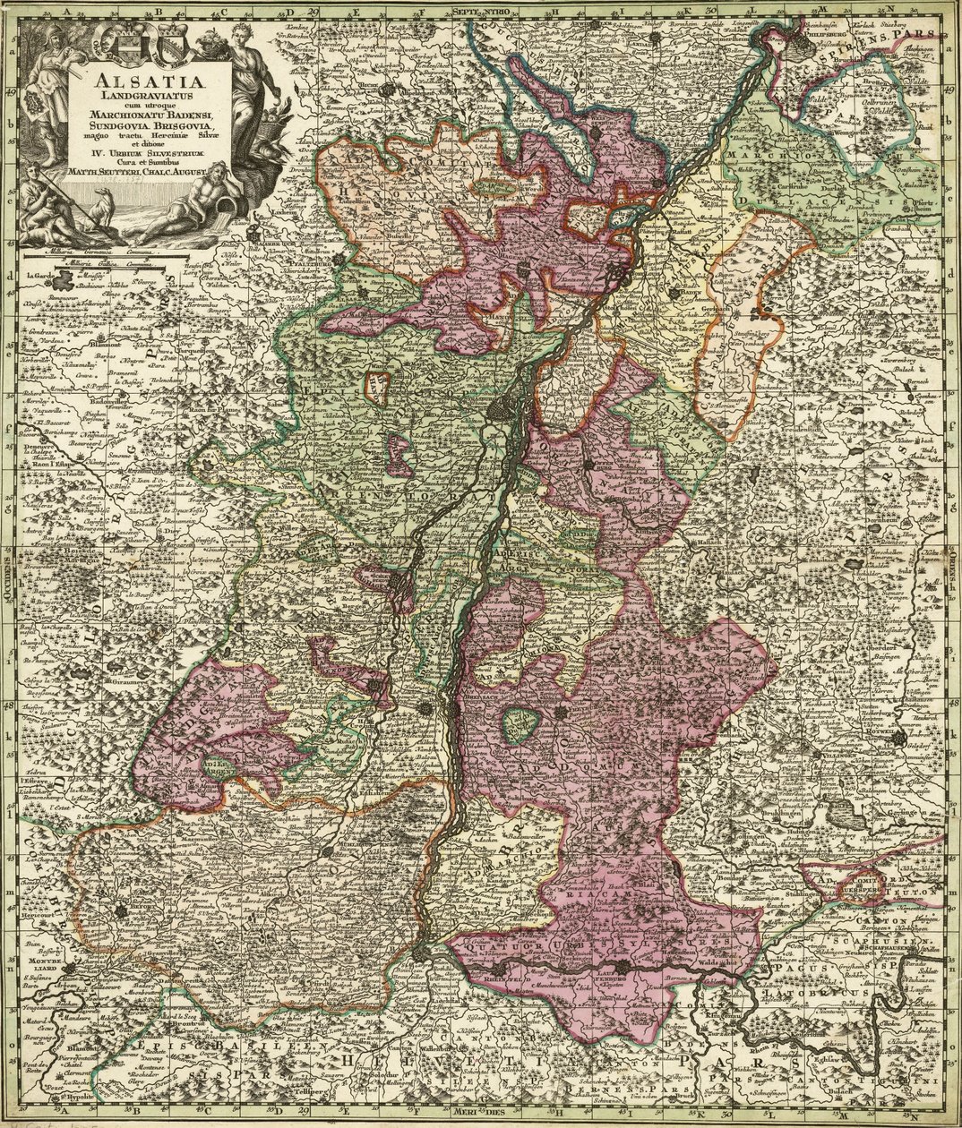 Alsace, Baden, Sundgau और Breisgau का नक्शा द्वारा जॉर्ज मैथ्यू सेटर