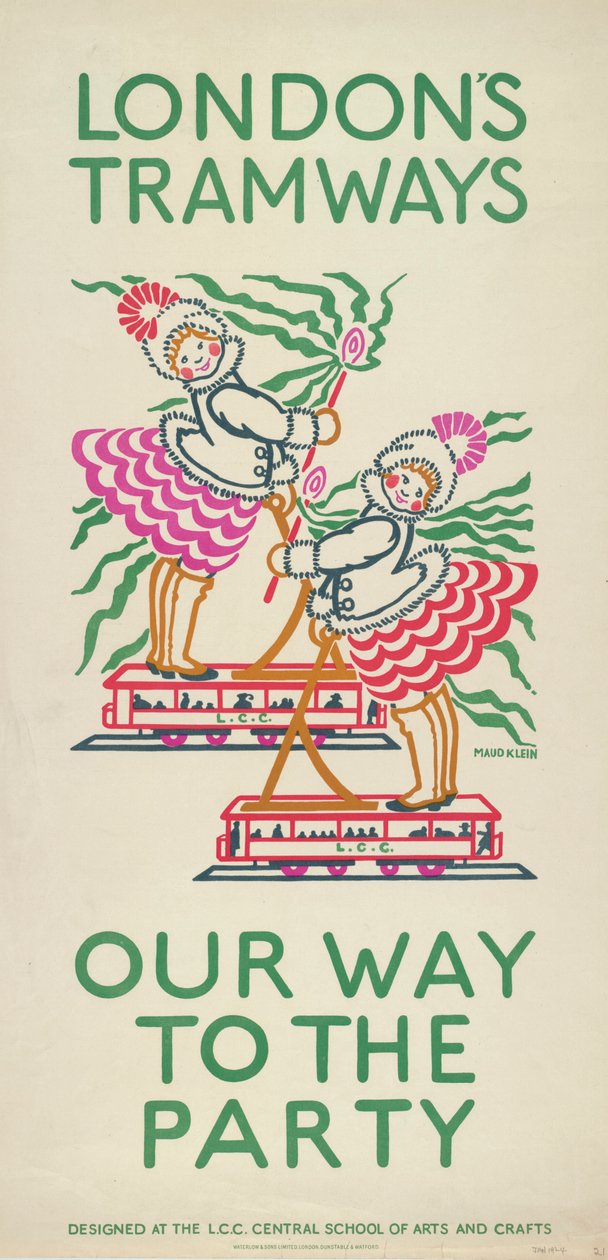 'अवर वे टू द पार्टी', लंदन काउंटी काउंसिल एलसीसी ट्रामवेज पोस्टर, 1924 द्वारा मौड क्लेन