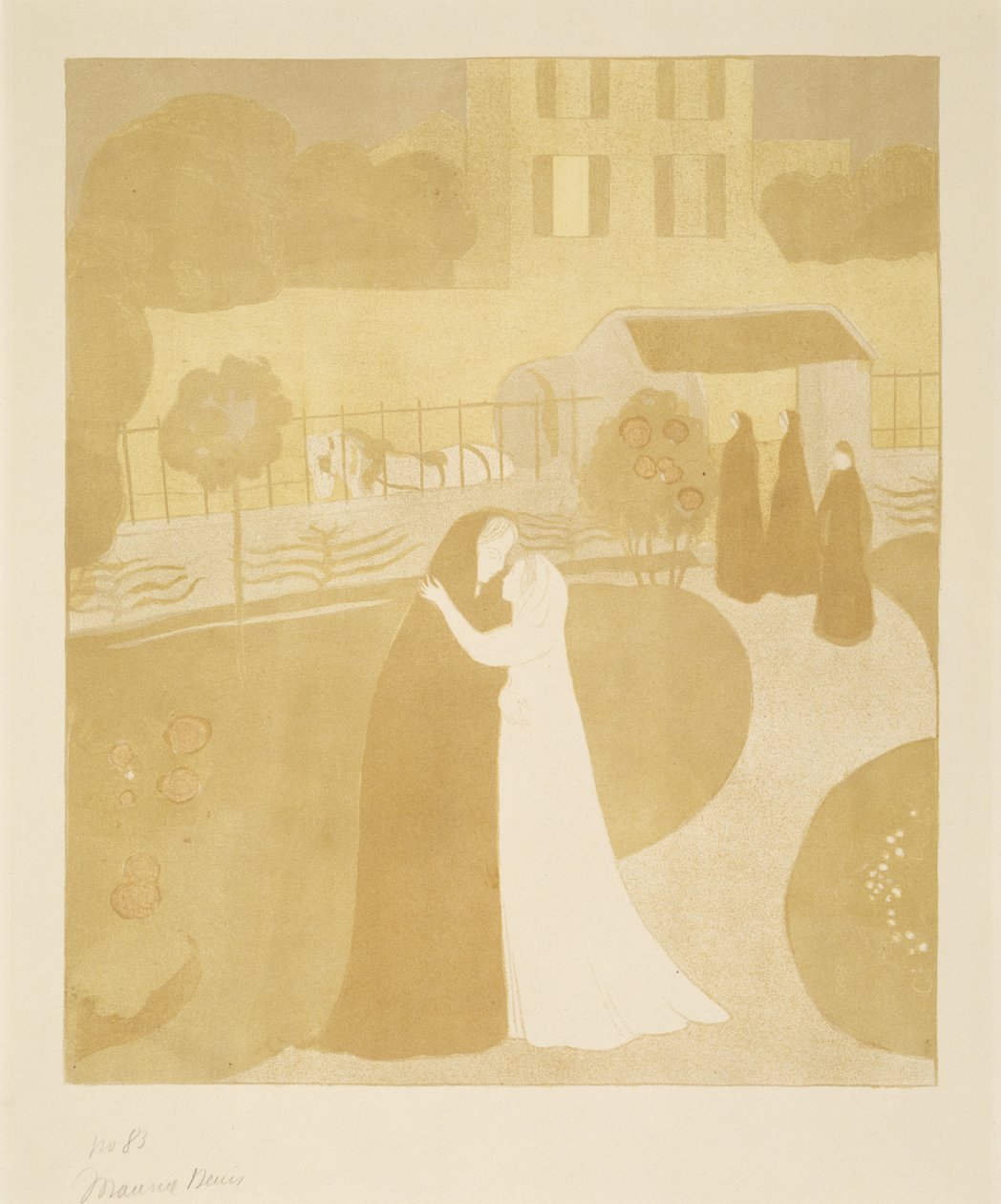 La Visitation a la Villa Montrouge (मॉन्ट्रो के शहर में दर्शन), 1896 (रंगों में लिथोग्राफ) द्वारा मौरिस डेनिस