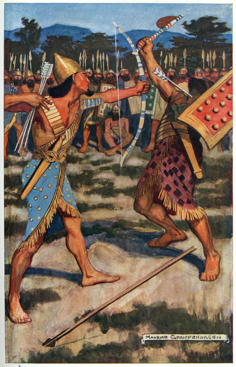 ग्रेनेश पब्लिशिंग कं, द्वारा प्रकाशित &39;मिस्री मिथ एंड लीजेंड&39; से चित्रण, सेन्टुथ द वॉरियर ऑफ टोनु द्वारा मौरिस ग्रिफ़ेनहेगन