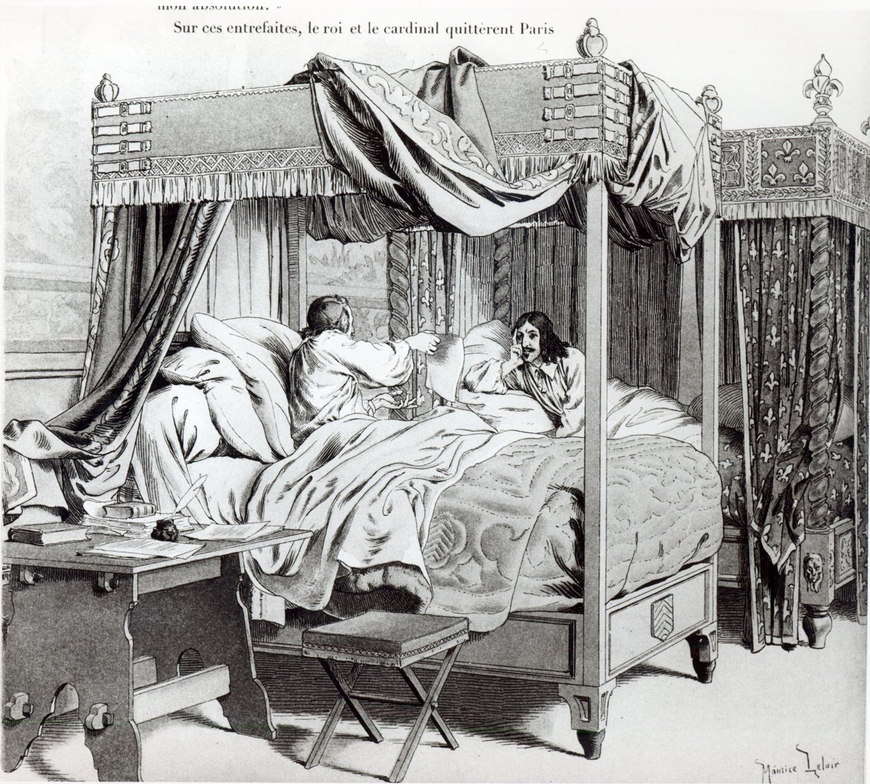 रिकेलियू (1585-1642) ने लुईस तेरहवें (1610-43) को 1642 में बोइविन द्वारा प्रकाशित थियोडोर काहू द्वारा &39;रिचर्डेल&39; से 1642 में सिनेक-मार्स &39;कथानक का खुलासा किया द्वारा मौरिस लेलोइर