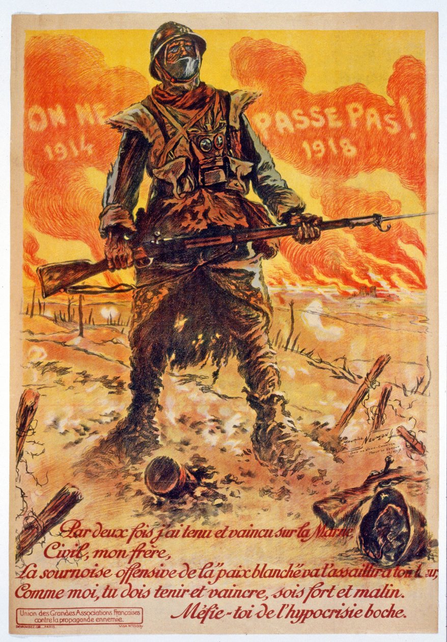 हम पास नहीं करते हैं, 1914-1918, मुद्रित पेरिस, c.1918 द्वारा मौरिस लुई हेनरी न्यूमोंट