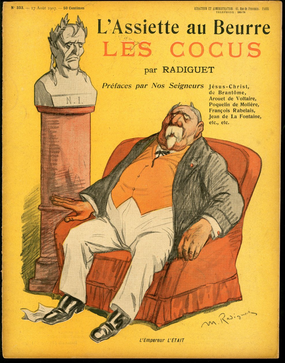 "L'Assiette au Beurre" का कवर, संख्या 333, रंग में व्यंग्य द्वारा मौरिस रेडिगेट