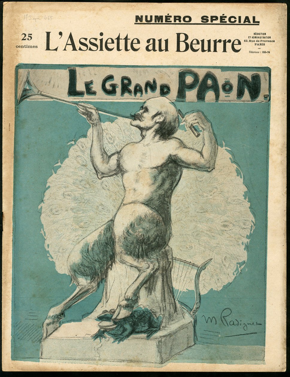 "L'Assiette au Beurre" का कवर, संख्या 465, रंगों में व्यंग्य द्वारा मौरिस रेडिगेट