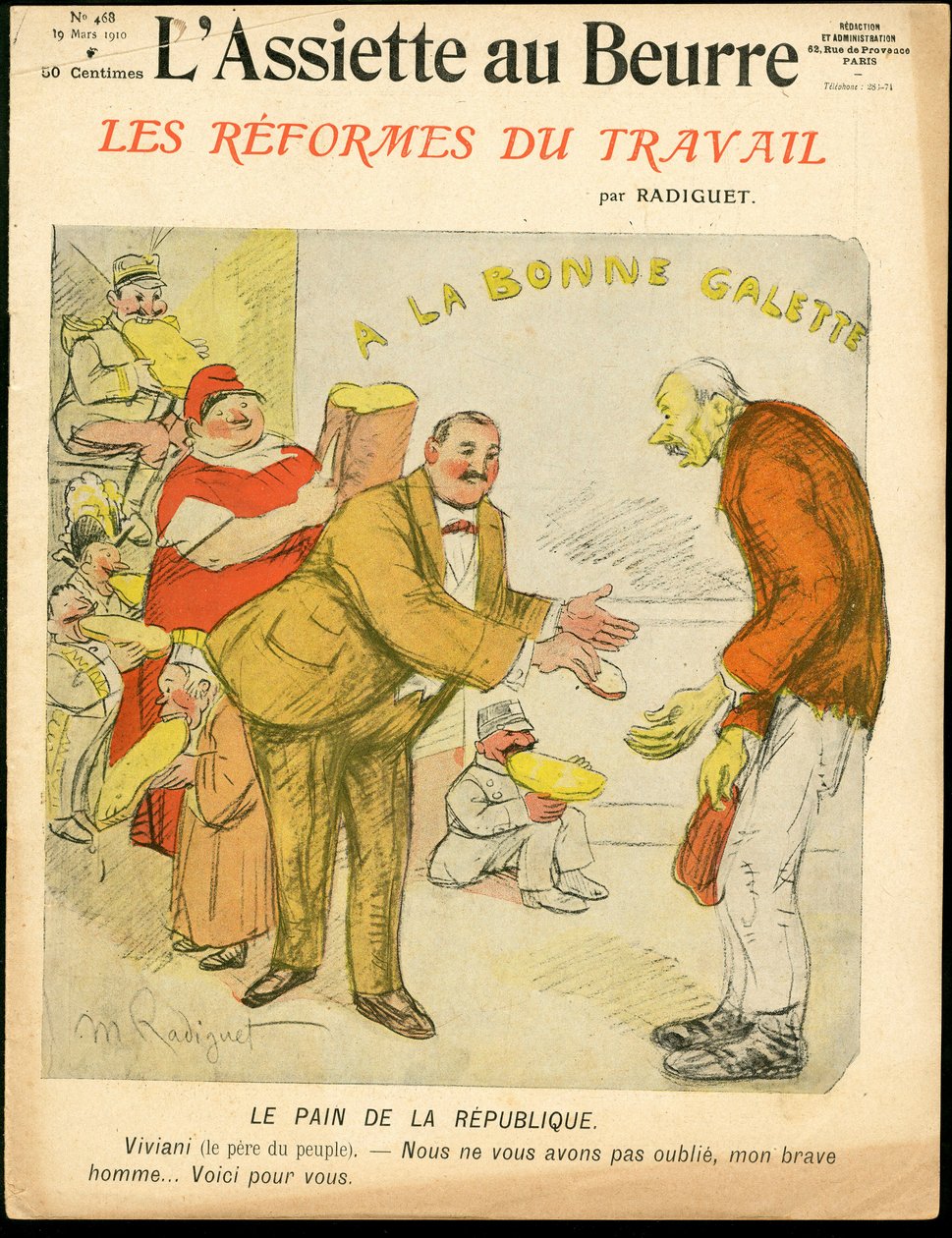 "L'Assiette au Beurre" का कवर, संख्या 468, रंग में व्यंग्य द्वारा मौरिस रेडिगेट