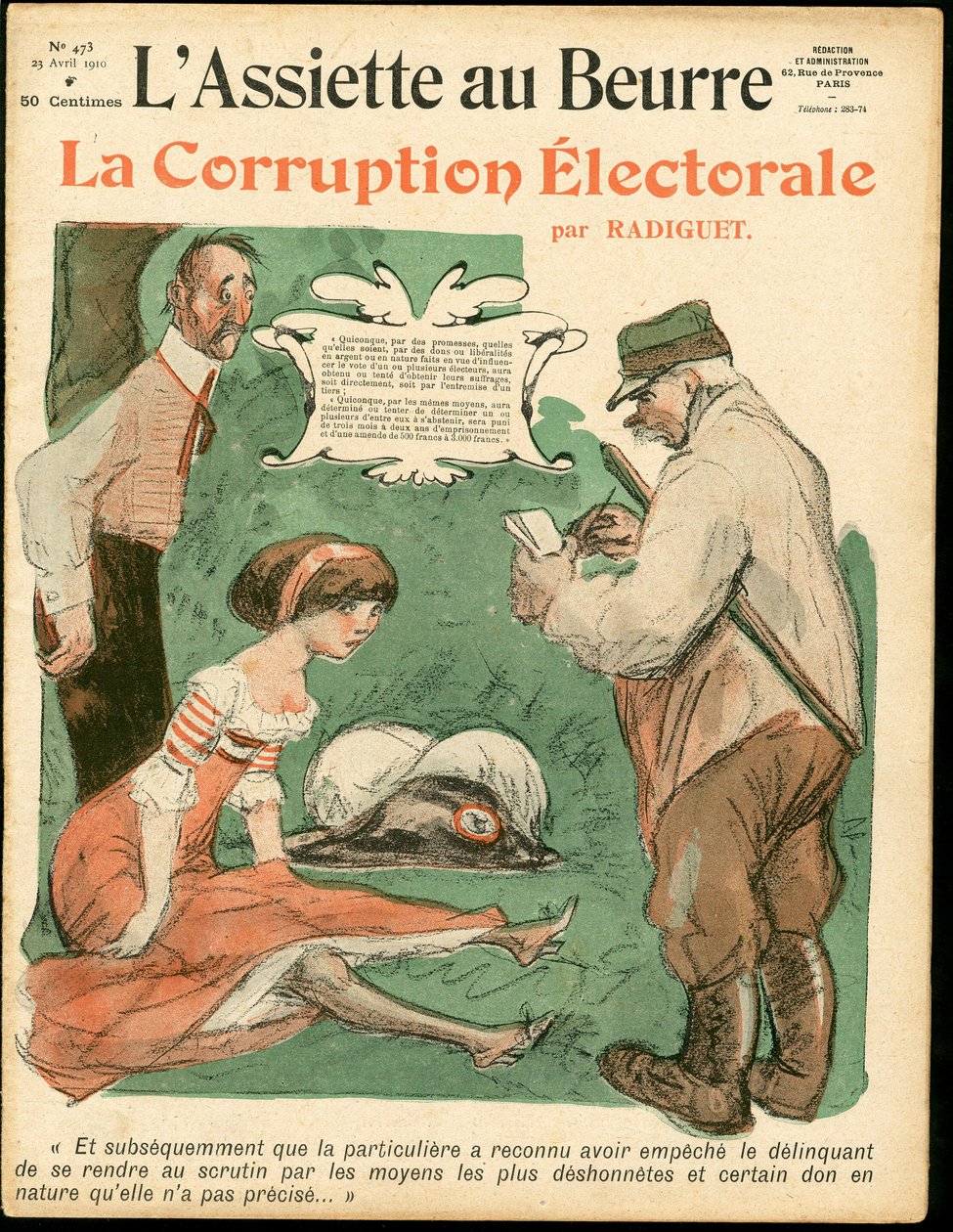 "L'Assiette au Beurre", संख्या 473, रंगों में व्यंग्य का कवर द्वारा मौरिस रेडिगेट