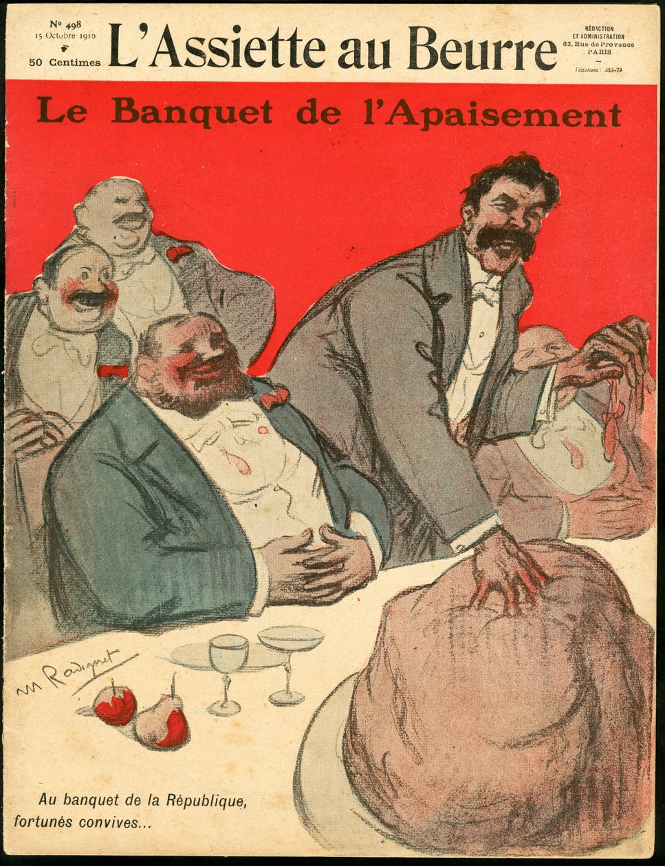 "L'Assiette au Beurre", संख्या 498, रंगों में व्यंग्य का कवर द्वारा मौरिस रेडिगेट