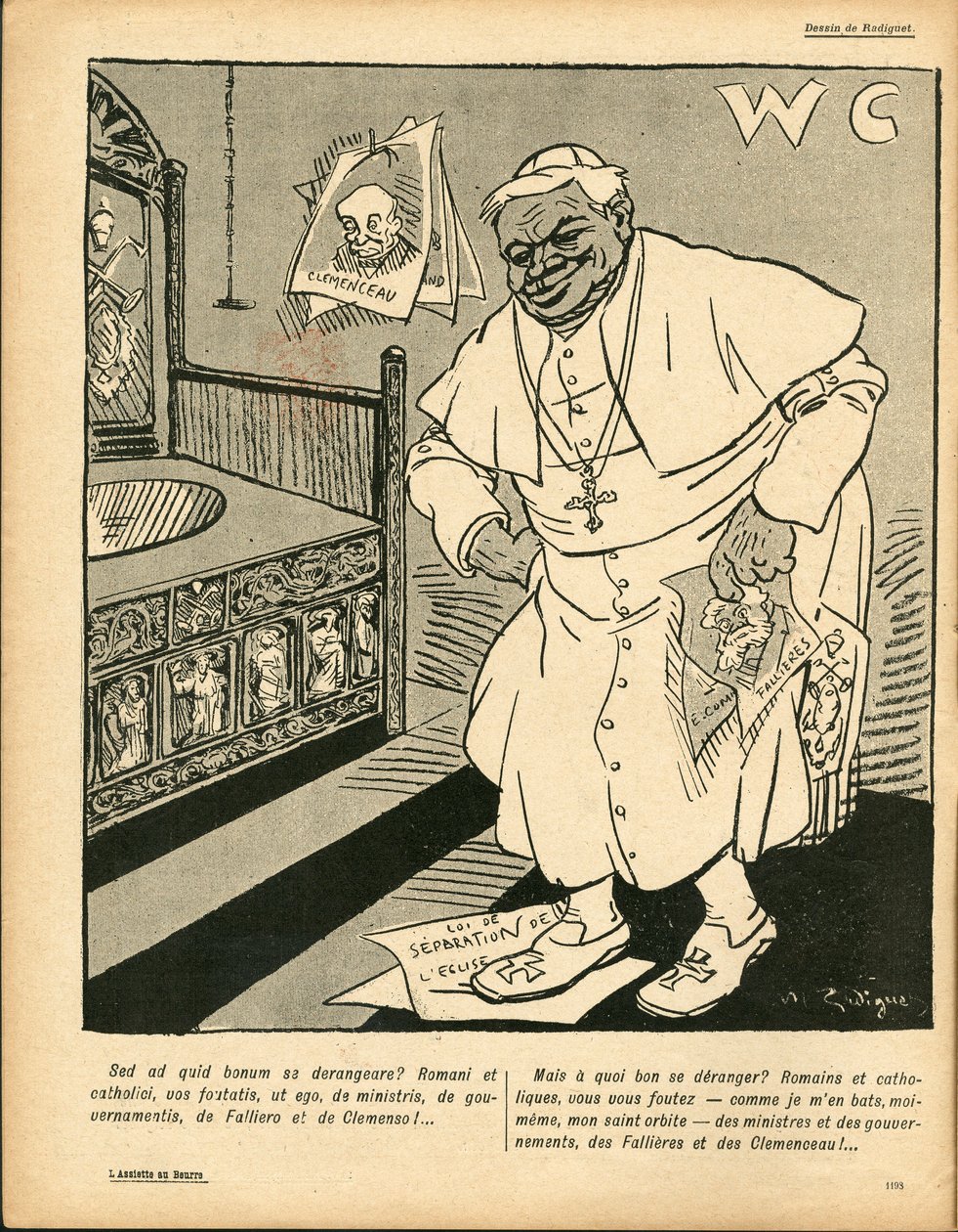L'Assiette au Beurre, संख्या 283, B&W . में व्यंग्य द्वारा मौरिस रेडिगेट