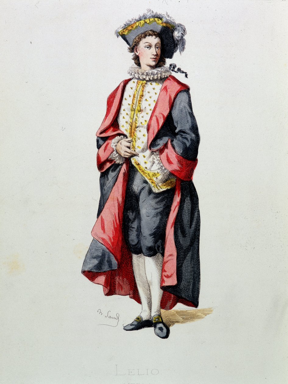 लेलियो "Masques et boufons" (इतालवी कॉमेडी), मौरिस सैंड द्वारा पाठ और चित्र (1823-1890), ए। मैन्सौ द्वारा नक्काशी, जॉर्जेस सैंड, पेरिस, मिशेल लेवी फ्रेरेस द्वारा प्रस्तावना से आकर्षित करता है। द्वारा मौरिस रेत