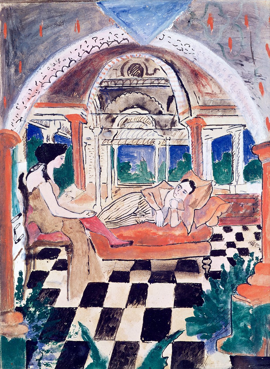 अपोलिनेयर और उनके संग्रहालय (wc und gouache on paper) द्वारा मैक्स जैकब