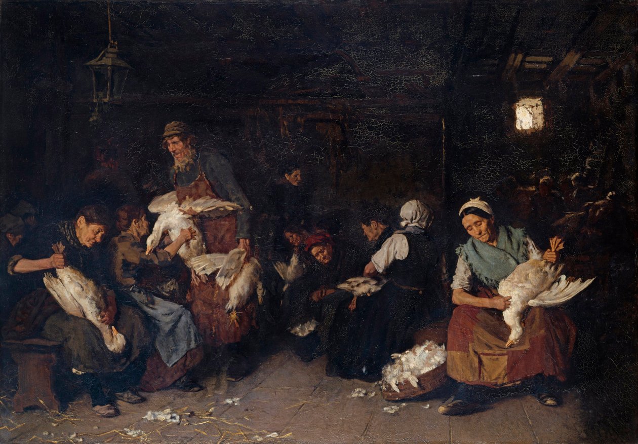 "" Paysannes plumant des oies "" (विमेन प्लकिंग गीज़) पिंट्योर डी मैक्स लिबरमैन (1847-1935) कैनवास पर तेल 1872 डिम 119.5x170 सेमी स्टैट्लिच मुसीन, बर्लिन द्वारा मैक्स लिबरमैन