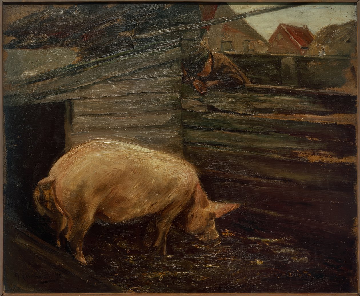 किसान लड़कों के साथ Schweinekoben द्वारा मैक्स लिबरमैन