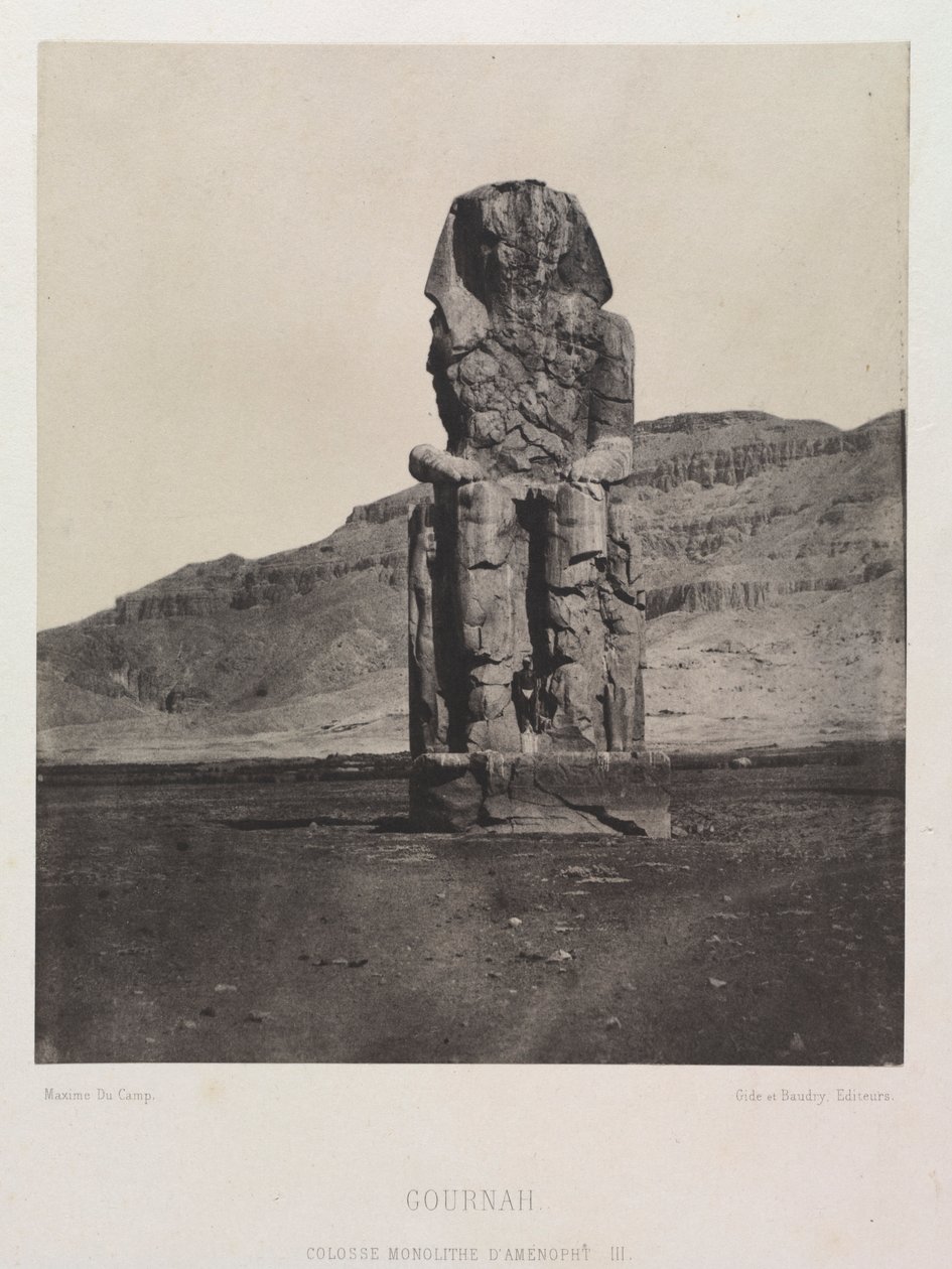 अमेनहोटेप III का कोलोसोल मोनोलिथ, गौरनाह, 1849-1851। द्वारा मैक्सिम डू कैंप