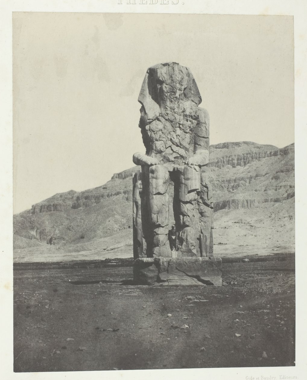गोरनाह, एमेनोफ्ट III का कोलोसस मोनोलिथ, थेब्स, 184951, 1852 मुद्रित। द्वारा मैक्सिम डू कैंप