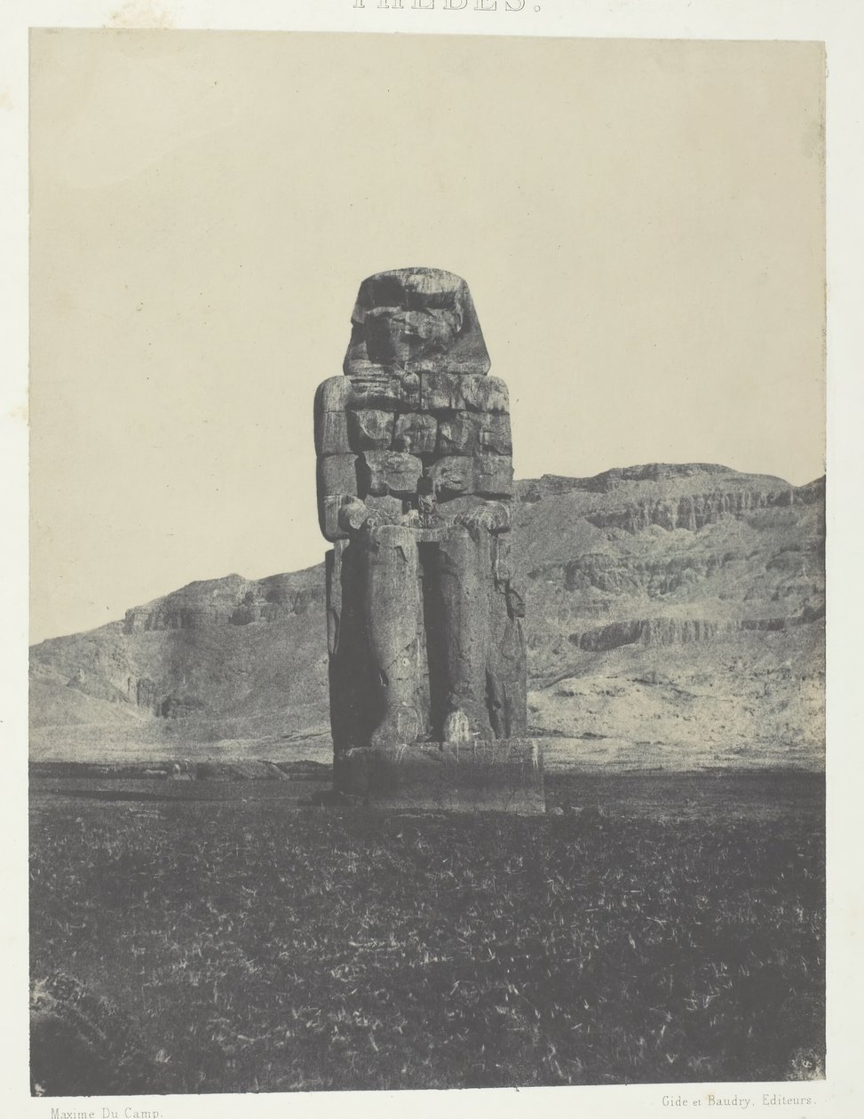 गोरनाह, मेमन की मूर्ति, थेब्स, 184951, 1852 मुद्रित। द्वारा मैक्सिम डू कैंप