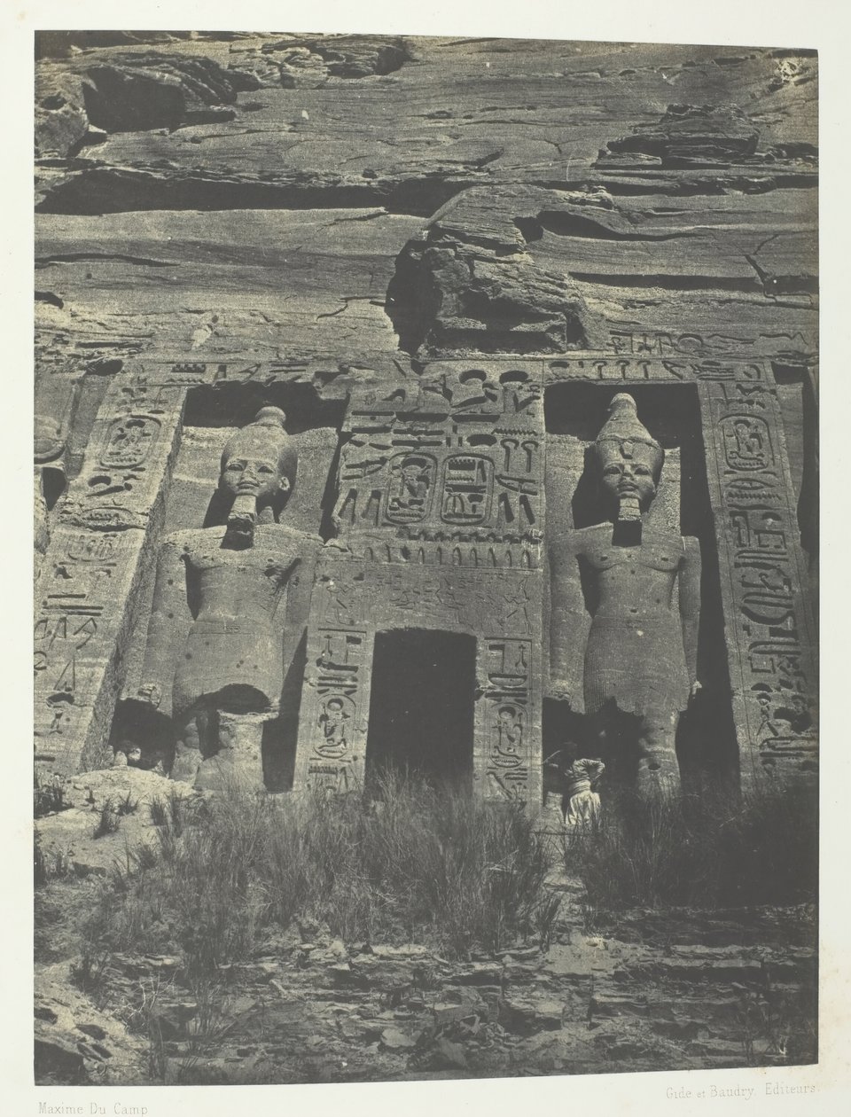 Ibsamboul, Hathor, नूबिया, 184951 के Speos में प्रवेश, 1852 मुद्रित। द्वारा मैक्सिम डू कैंप