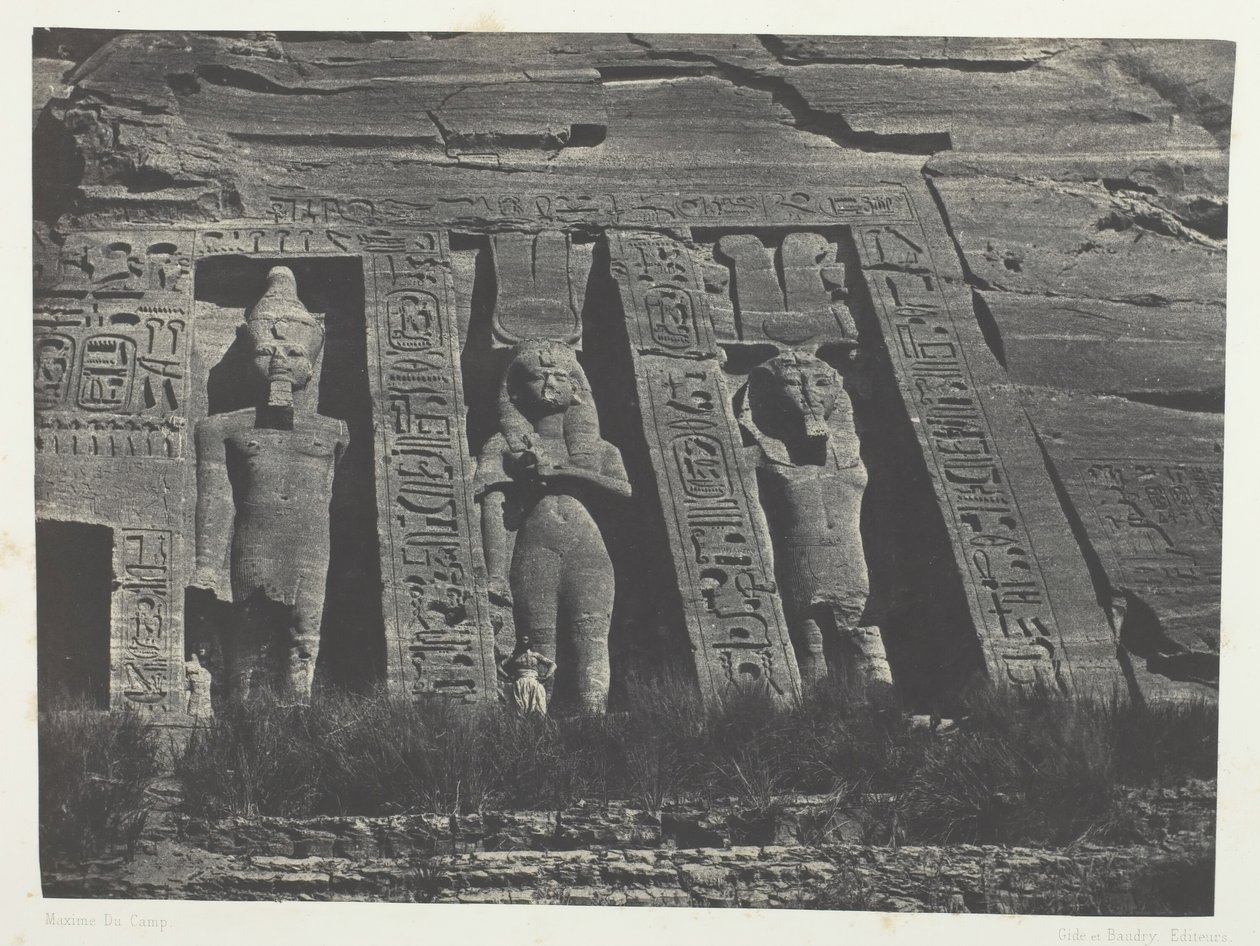 Ibsamboul, Hathor, नूबिया, 184951 के Speos के उत्तरी भाग, 1852 मुद्रित। द्वारा मैक्सिम डू कैंप