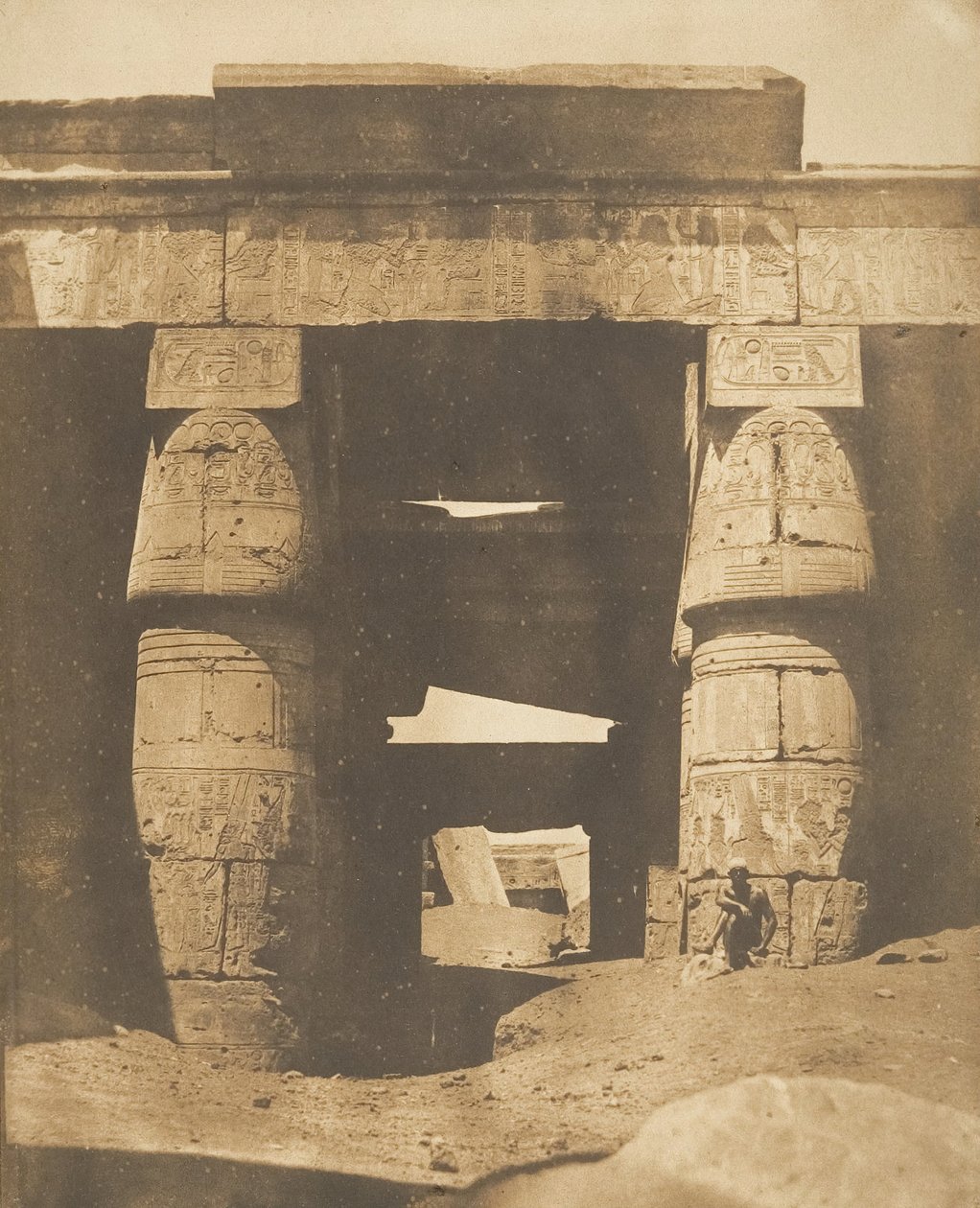 खोंस के मंदिर का आंतरिक भाग, कर्णक, थेब्स में, 1849-50 द्वारा मैक्सिम डू कैंप
