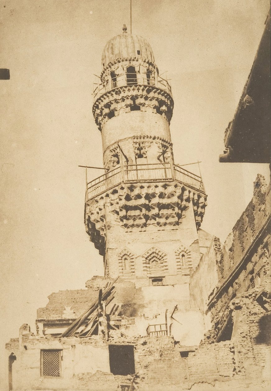 बीबर मस्जिद, काहिरा की झुकी हुई मीनार, दिसंबर 1849-जनवरी 1850। द्वारा मैक्सिम डू कैंप