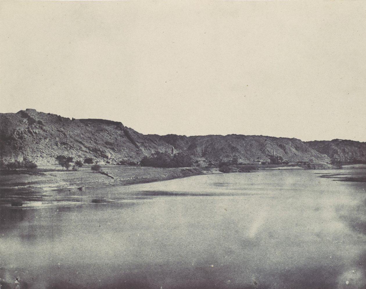 नूबिया। बाब के नील गांव का पूर्वी तट। 1850 में फिलो के दक्षिण में लिया गया दृश्य। द्वारा मैक्सिम डू कैंप