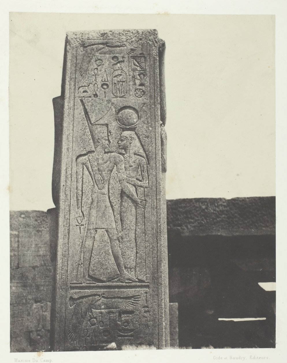 कर्णक पैलेस, ग्रेनाइट अभयारण्य से पहले स्तंभ, थेब्स, 184951, 1852 मुद्रित। द्वारा मैक्सिम डू कैंप