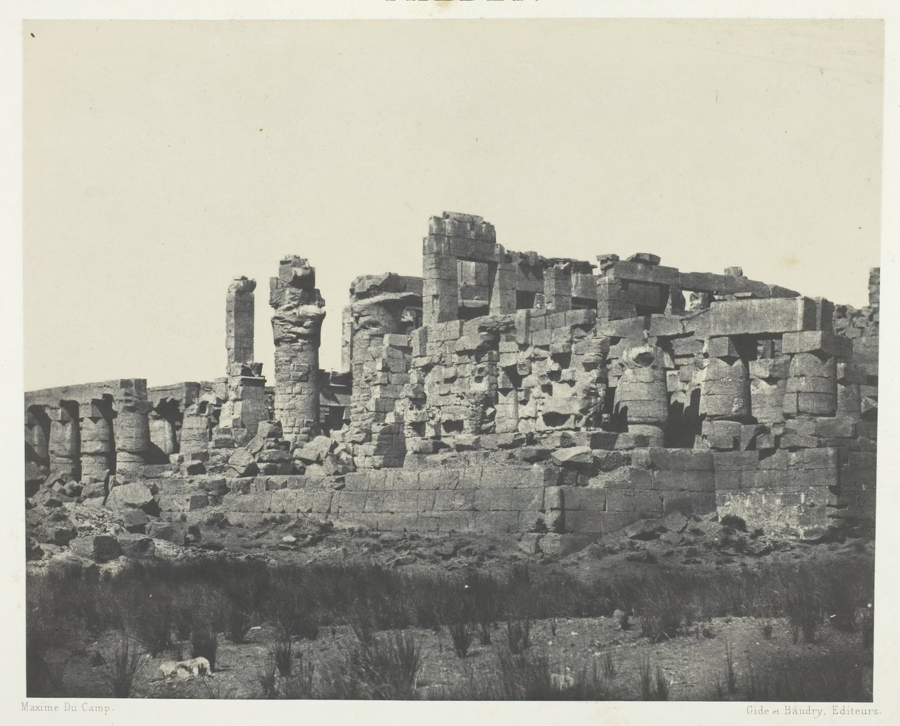 कर्णक पैलेस, हाइपोस्टाइल हॉल, नॉर्थ-ईस्ट एंगल से लिया गया, थेब्स, 184951, 1852 मुद्रित। द्वारा मैक्सिम डू कैंप