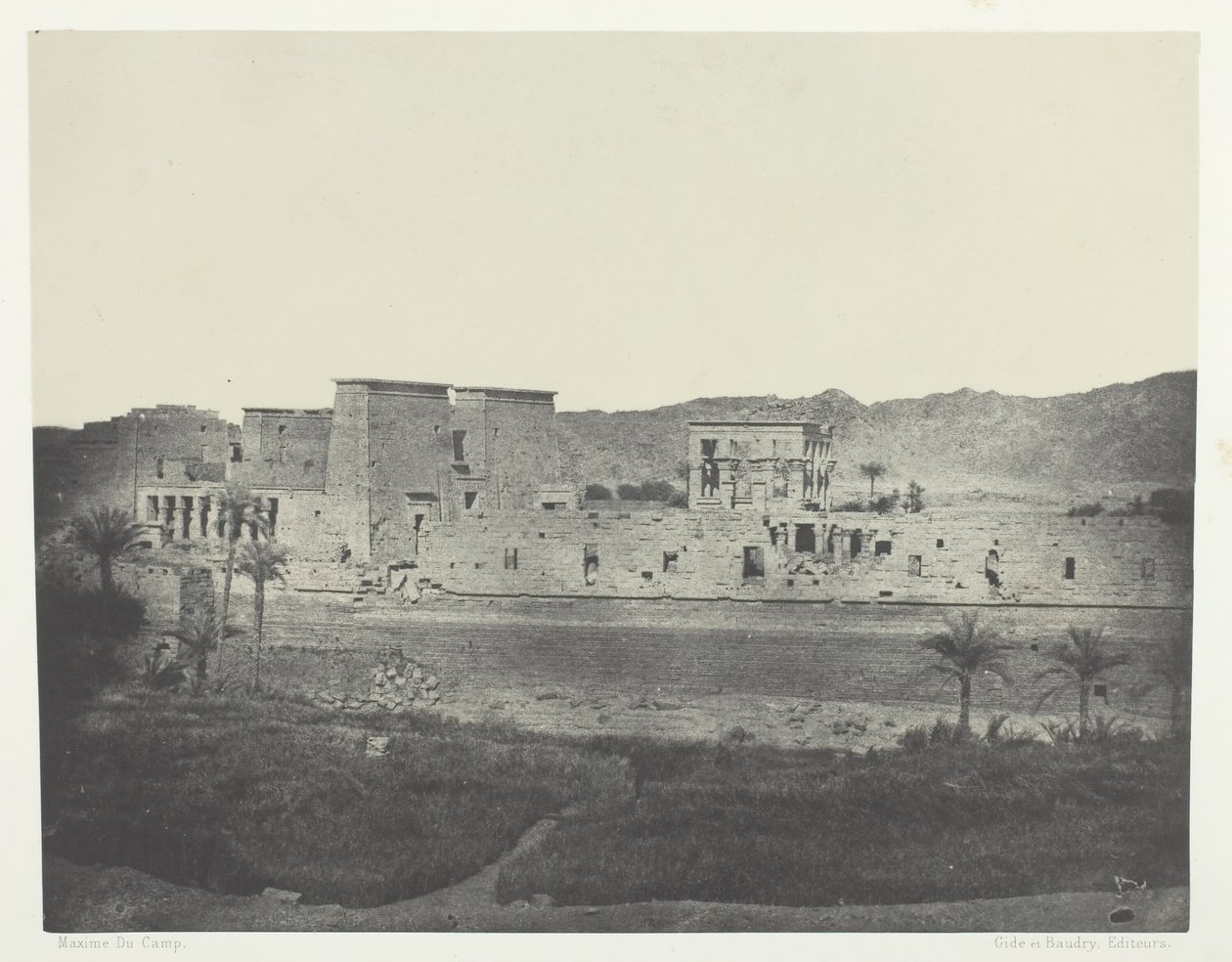 बेघे द्वीप से लिया गया दृश्य, लुकिंग वेस्ट, फिलो, नूबिया, 184951, 1852 मुद्रित। द्वारा मैक्सिम डू कैंप