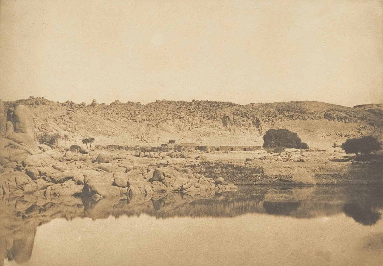 फिलै के उत्तर में लिया गया दृश्य - कुनोको का गांव, 1849-50। द्वारा मैक्सिम डू कैंप