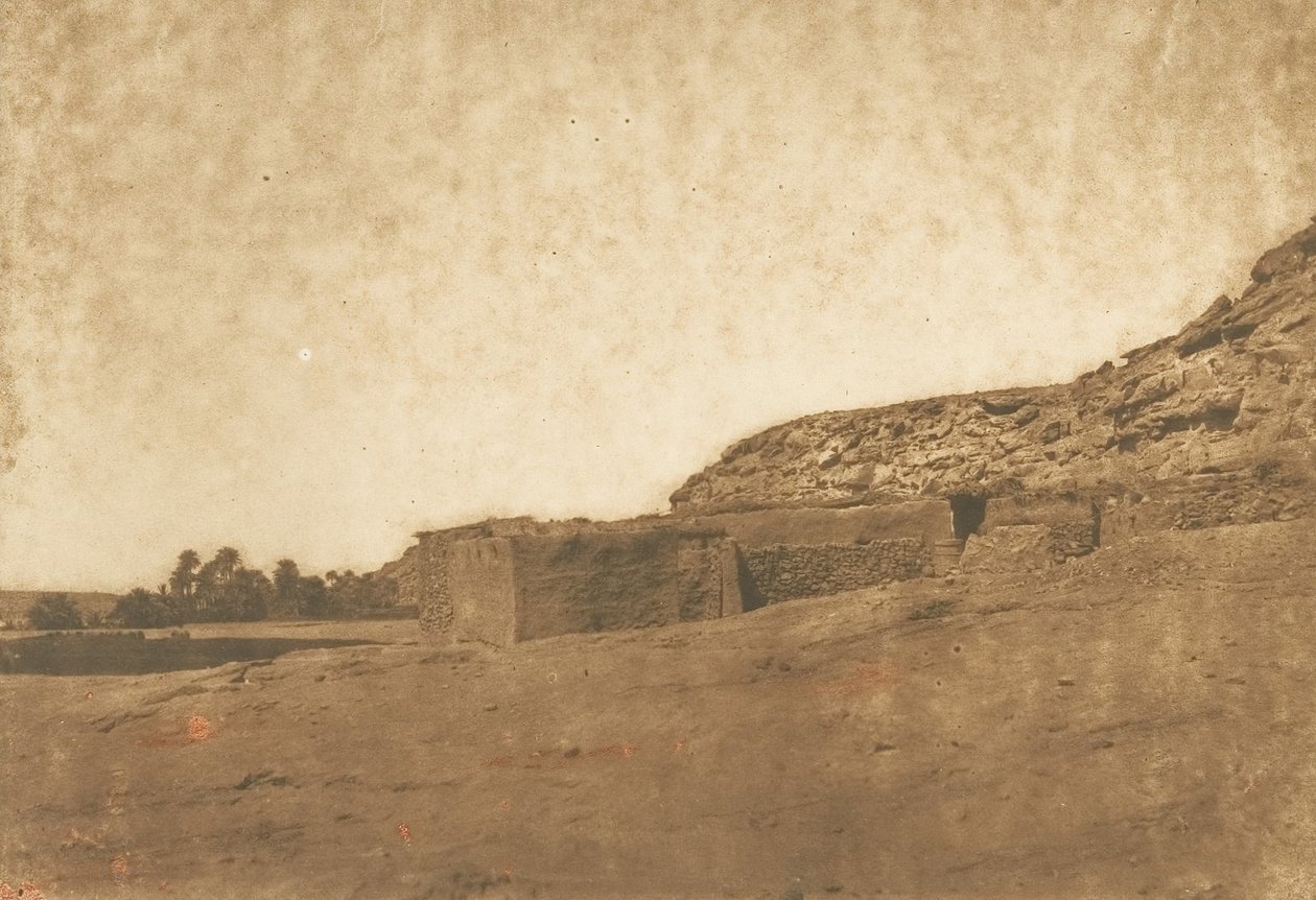 अप्रैल 1850 में कर्क रेखा के अबू-होर गांव का दृश्य। द्वारा मैक्सिम डू कैंप