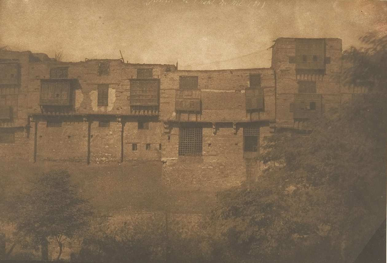 काहिरा में जार्डिन डू क्वार्टियर फ्रैंक से लिया गया दृश्य, दिसंबर 1849-जनवरी 1850। द्वारा मैक्सिम डू कैंप