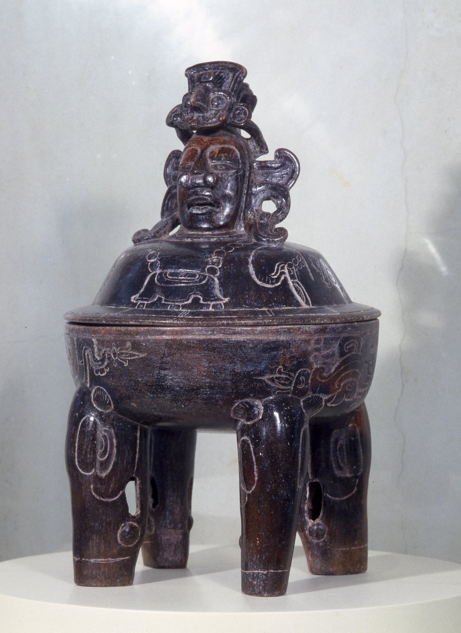 कलकमुल से फूलदान, प्रारंभिक क्लासिक काल (सिरेमिक) द्वारा माया