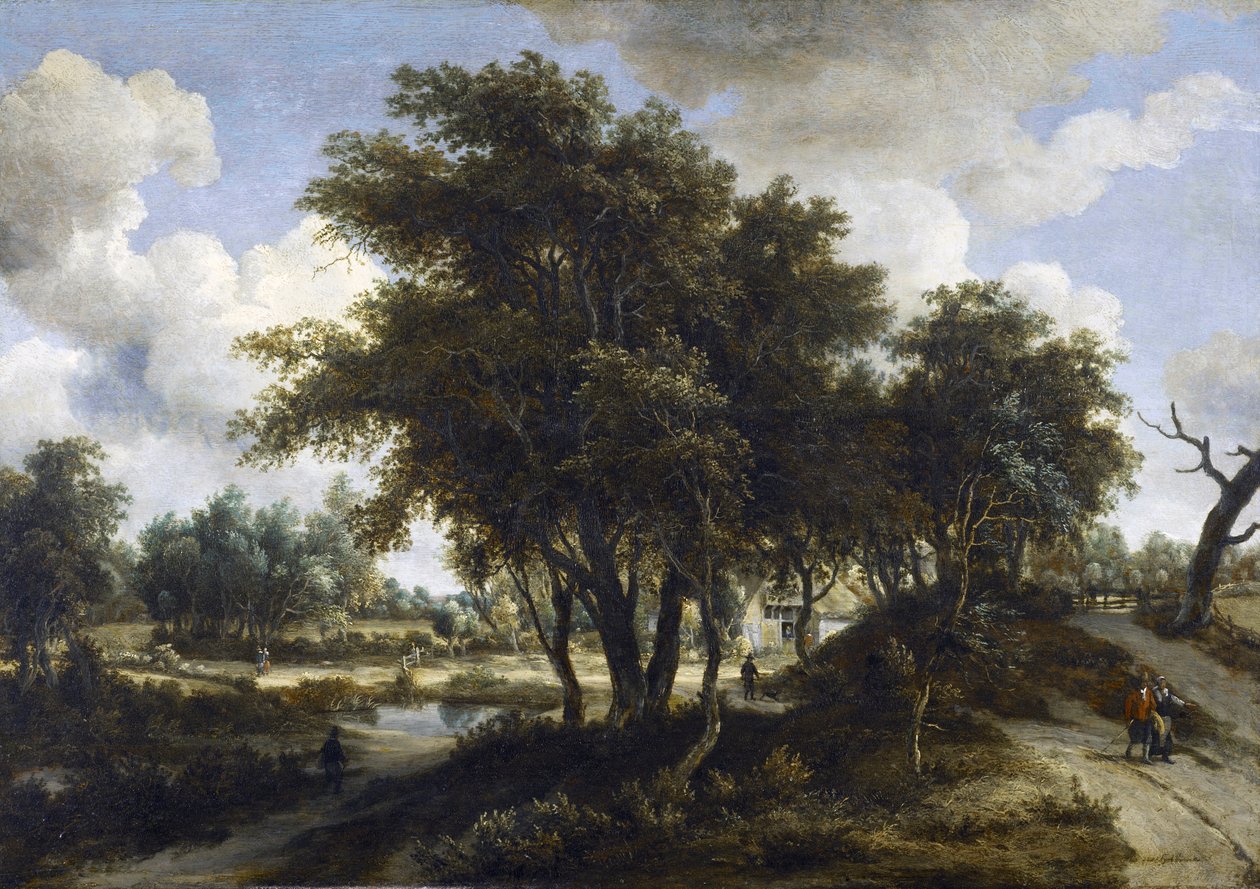 द कॉटेज, c.1663 (ओक पैनल पर तेल) द्वारा मेइंडर्ट हॉबेमा