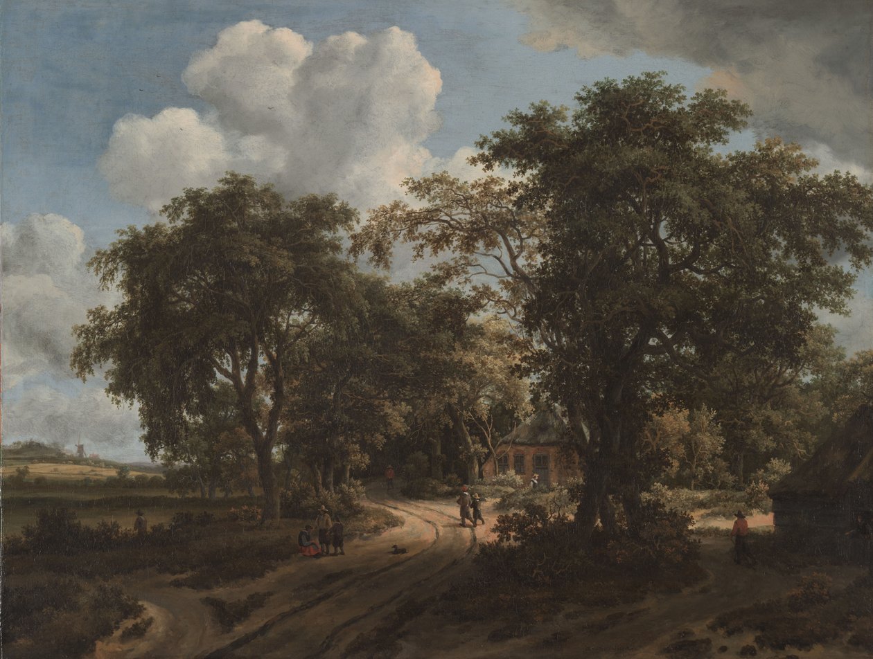 जंगल में एक कॉटेज, c.1662 (कैनवास पर तेल) द्वारा मेइंडर्ट हॉबेमा