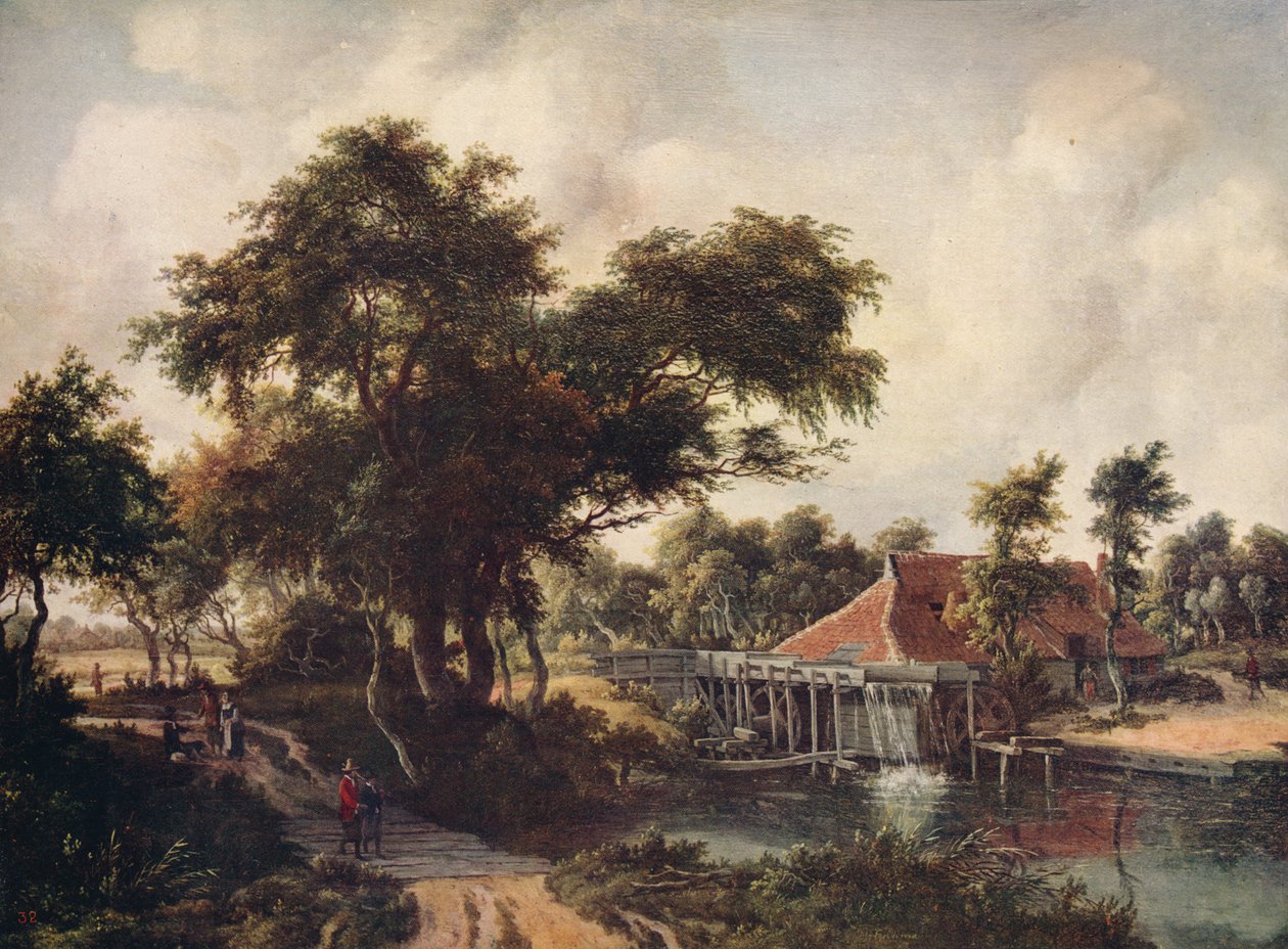 वॉटरमार्क के साथ लैंडस्केप, c1665, c1915 द्वारा मेइंडर्ट हॉबेमा