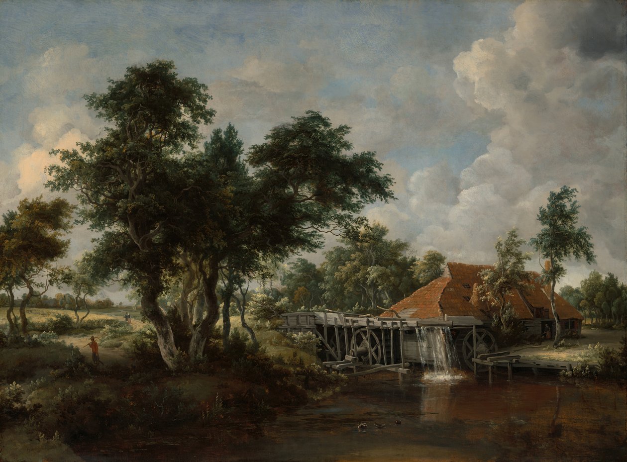 ग्रेट रेड रूफ के साथ वाटरमिल, 166265। द्वारा मेइंडर्ट हॉबेमा