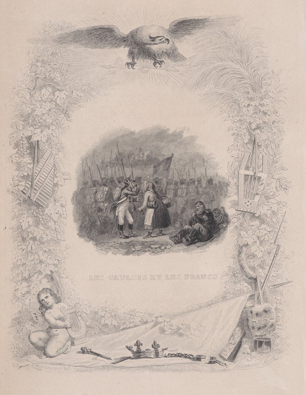 द गॉल्स एंड द फ्रैंक्स, द सॉन्ग्स ऑफ बेरेंजर, 1829 से द्वारा Melchior Peronard