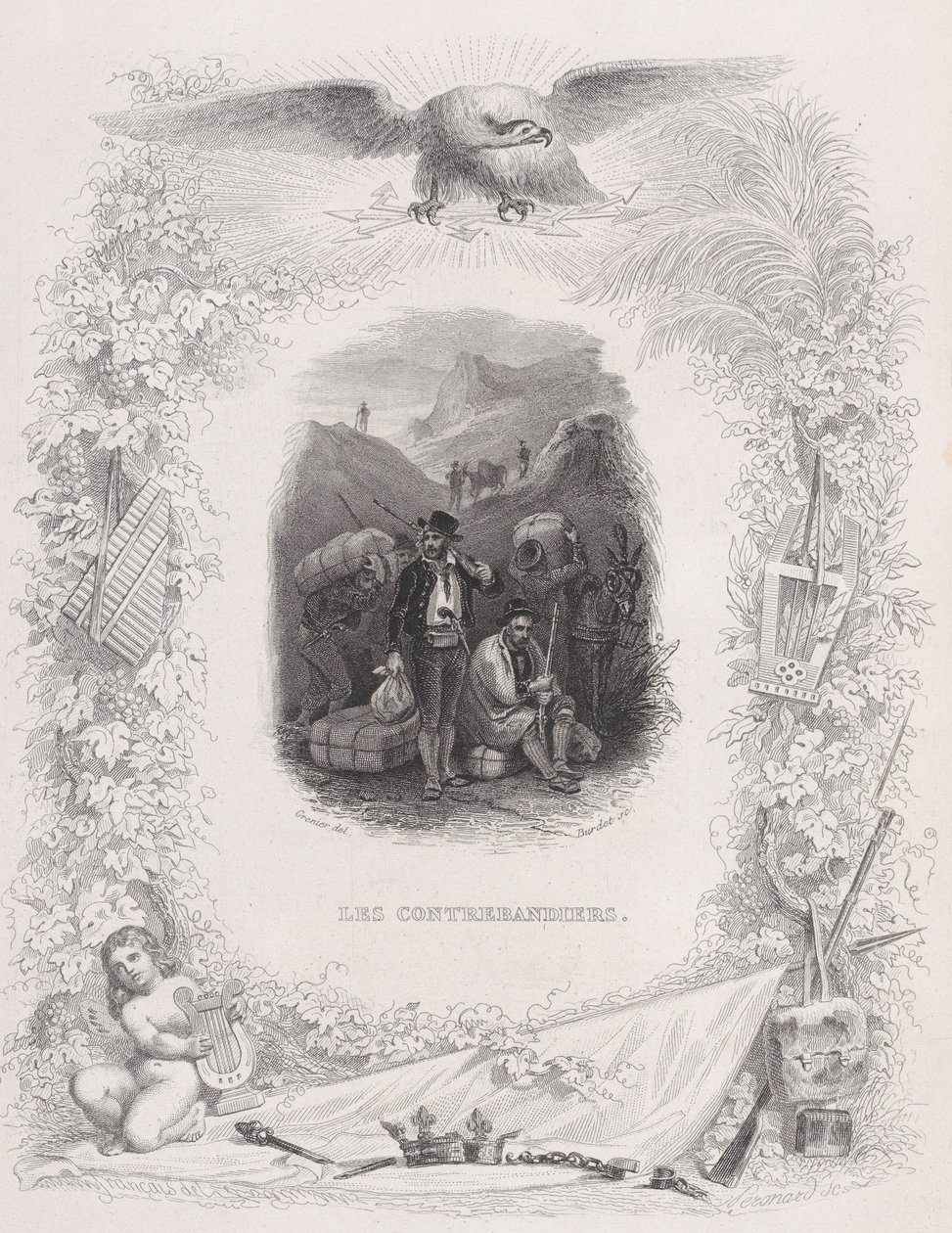 द स्मगलर्स, द सोंग्स ऑफ बेरेंजर, 1829 से द्वारा Melchior Peronard