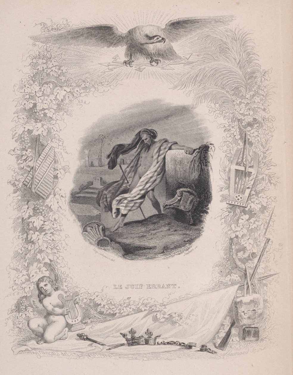 द वांडरिंग ज्यू, द सोंग्स ऑफ़ बेरेंजर से, 1829। निर्माता: मेलचियर पेरोनार्ड, जौबर्ट। द्वारा मेलचियर पेरोनार्ड, जौबर्टो