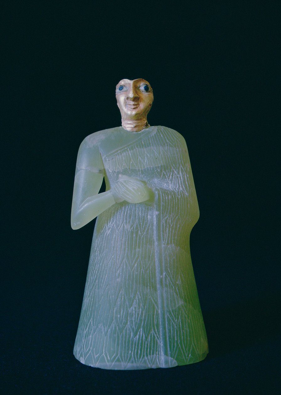 Nippur की महिला आकृति, c.2700 ईसा पूर्व (जिप्सम und गोल्ड) द्वारा मेसोपोटेमिया