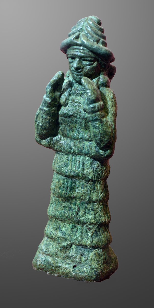 संरक्षक देवी लामा की कांस्य मूर्ति, मेसोपोटामिया c.2035-1794 ईसा पूर्व (कांस्य) द्वारा मेसोपोटामियन मेसोपोटामियन