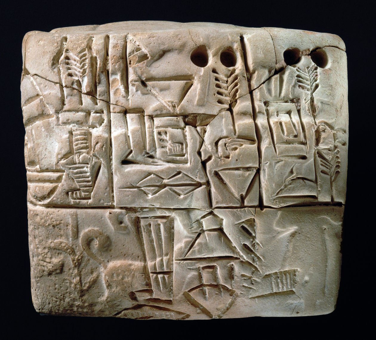 अर्ली पिक्टोग्राफिक क्यूनिफॉर्म टैबलेट, मेसोपोटामिया, उरुक, c.3100-2900 ईसा पूर्व (मिट्टी) द्वारा मेसोपोटामियन मेसोपोटामियन