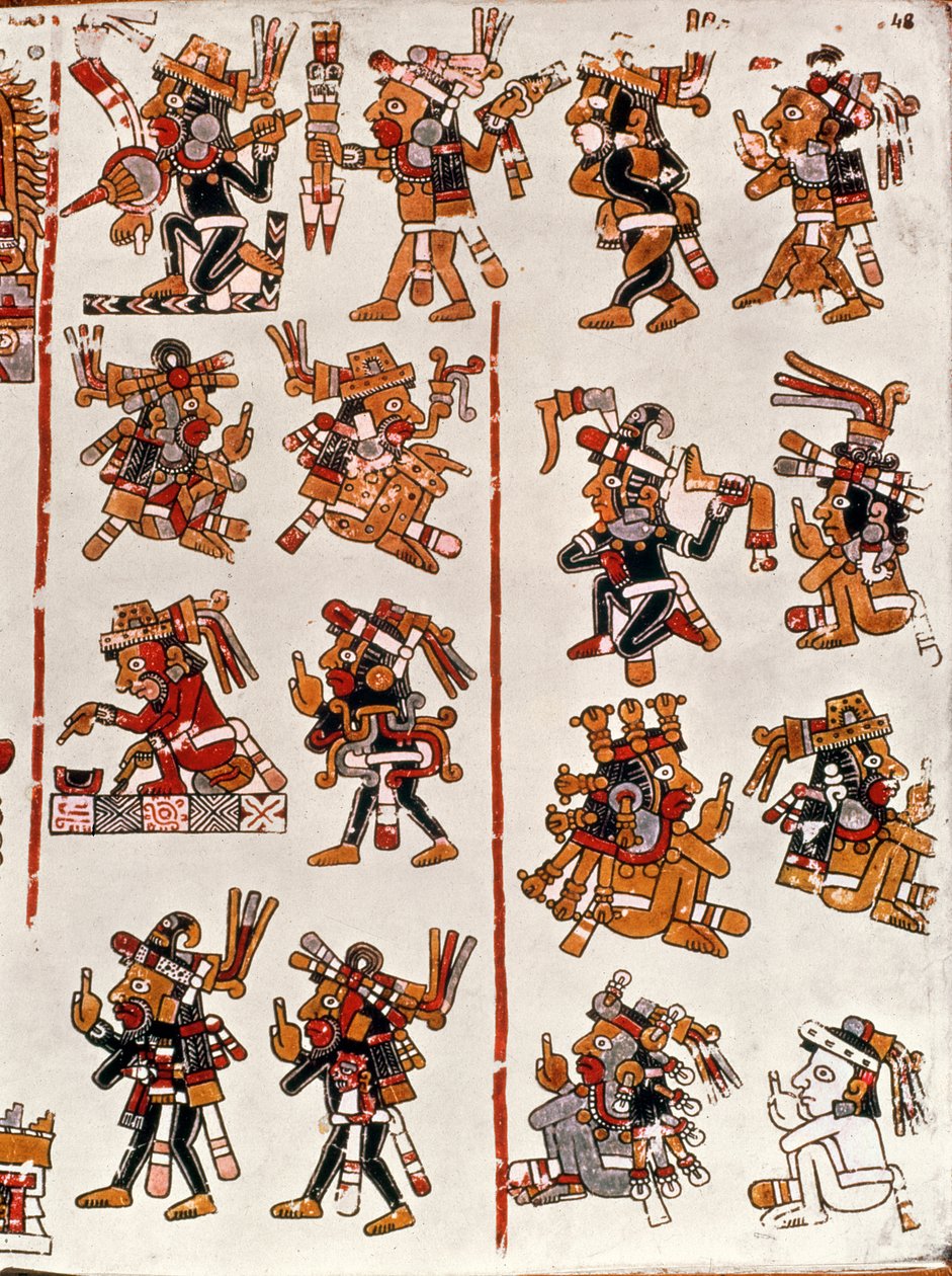 मैक्सिकन कोडेक्स एज़्टेक सभ्यता की वंशावली दिखा रहा है द्वारा मैक्सिकन स्कूल
