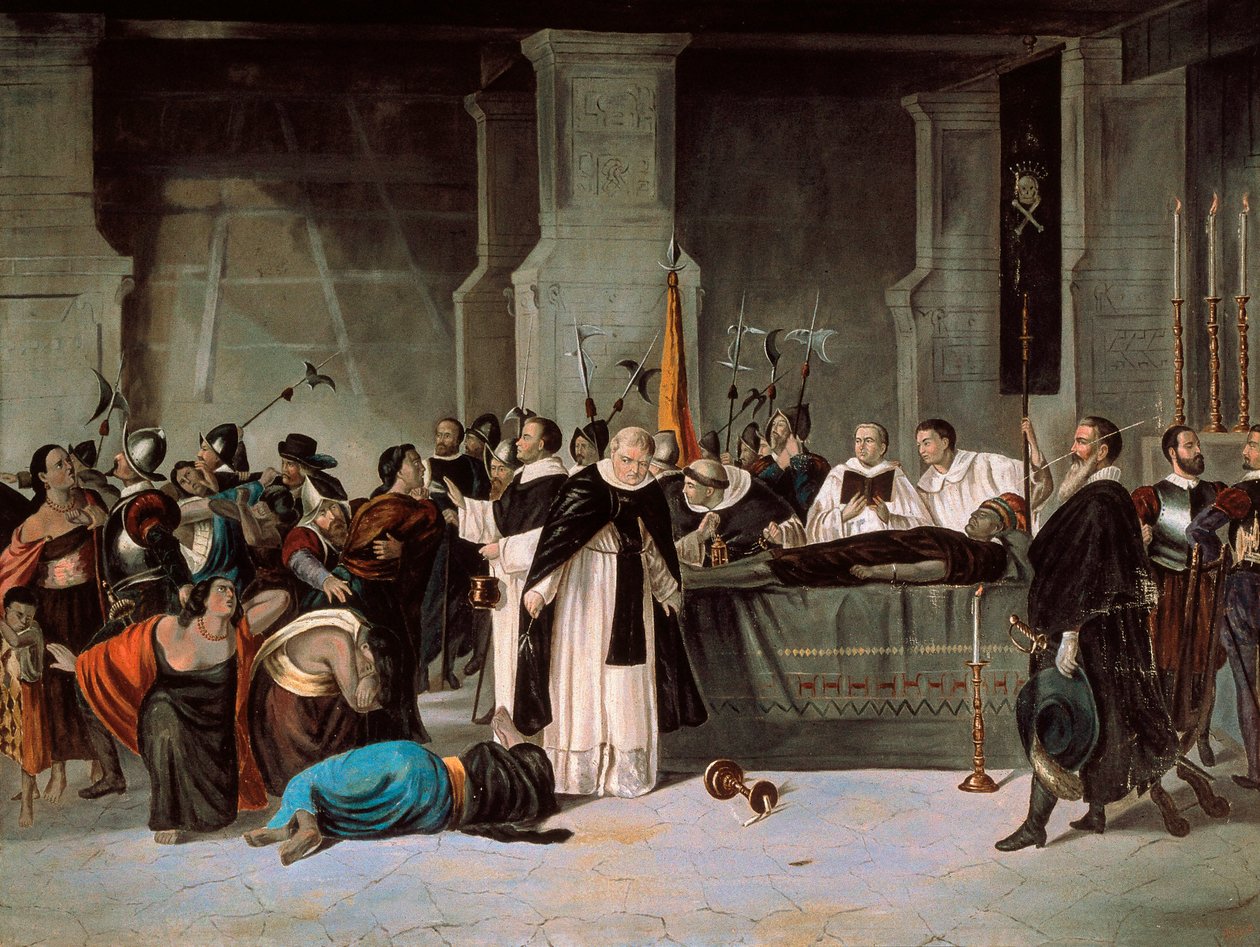 Atahualpa का अंतिम संस्कार, अगस्त 1533, c.1869 (कैनवास पर तेल) द्वारा मैक्सिकन स्कूल