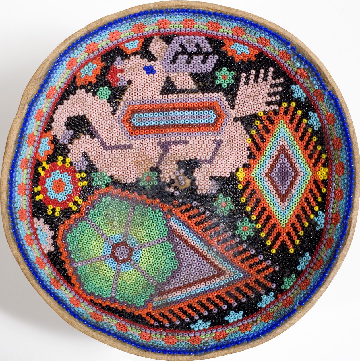 सिएरा माद्रे, मेक्सिको (कपड़ा) से Huichol कटोरा द्वारा मैक्सिकन स्कूल