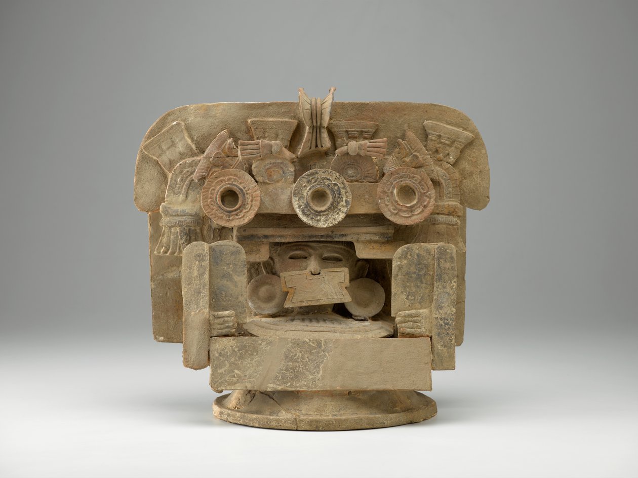 Incensario, c.200-600 (टेराकोटा और पेंट) द्वारा मैक्सिकन स्कूल