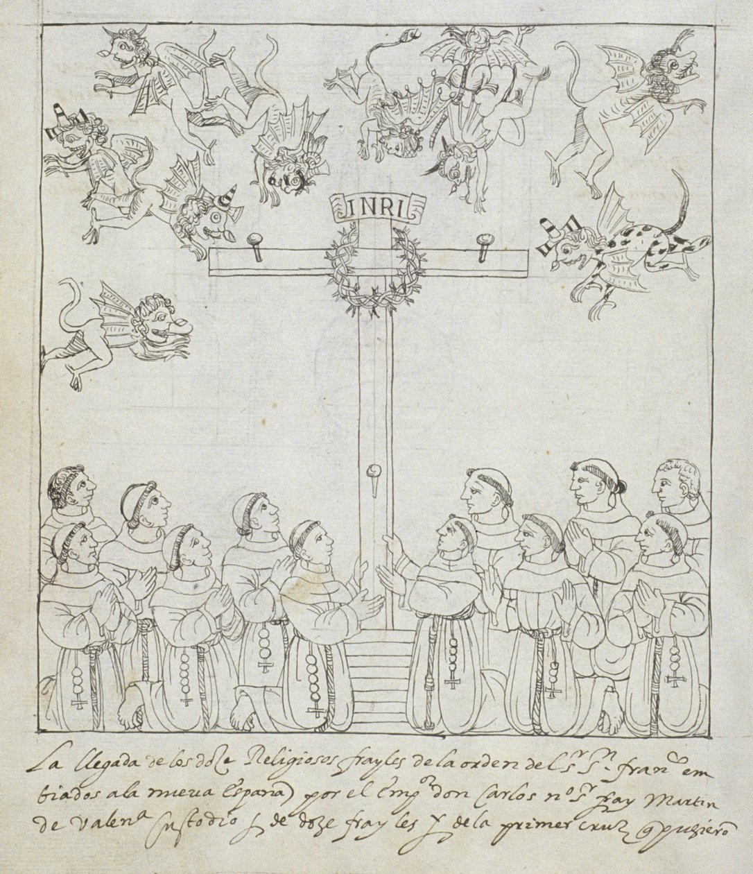 मिसिसिपी हंटर 242 f.239v डिएगो मुनोज़ कैमरगो द्वारा हिस्टोरिया डे टलैक्सकाला से पहला क्रॉस का निर्माण द्वारा मैक्सिकन स्कूल